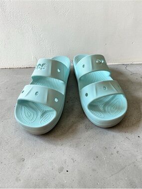 CROCS Women's Light Aqua Double Strap Slide Sandals